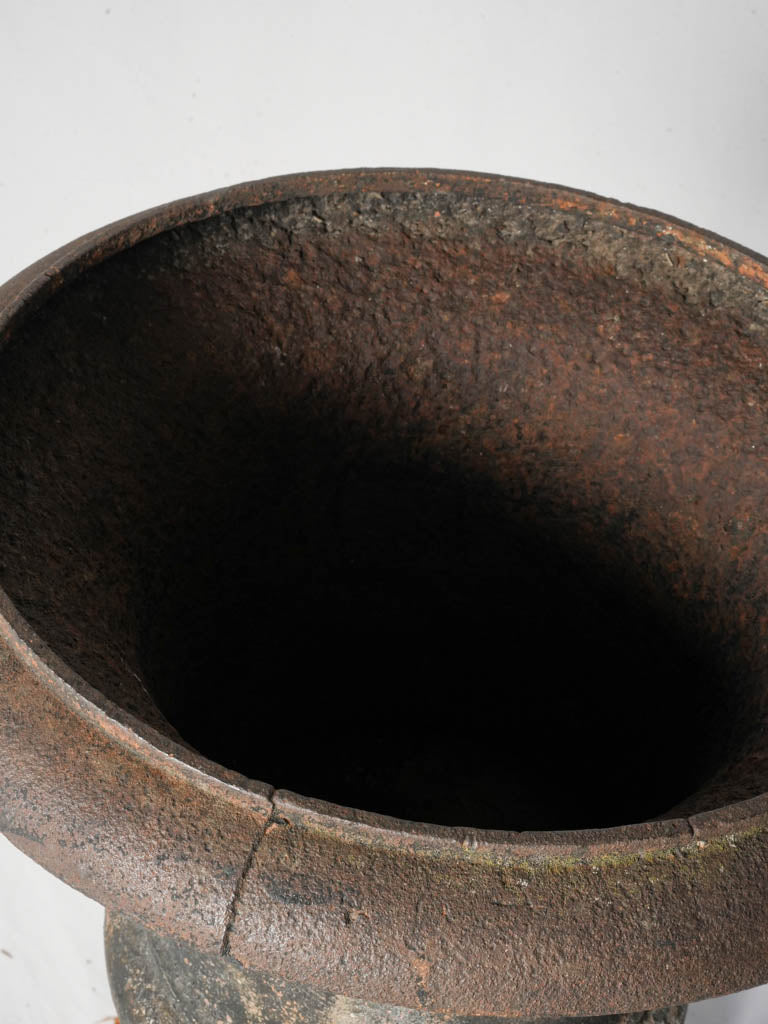 Striking Pair of Early 19th Century Cast Iron Médicis Urns on Bases w/ Black Finish - 39½"