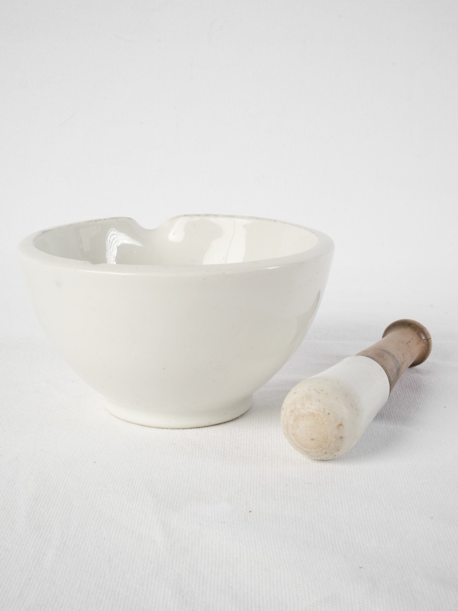 Early 20th-Century Bayeux Ceramic Pharmacy Mortar and Pestle - 7½" diameter