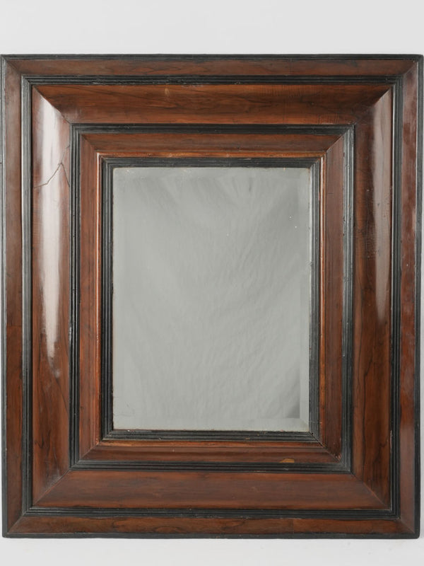 Antique large Italian walnut mirror w/ black inlay - rectangular 32"x28"