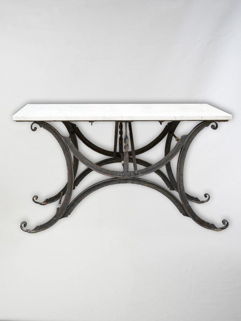 Beautiful Antique Wrought Iron and Marble Butcher’s Table  - 30¼" x 52¾"
