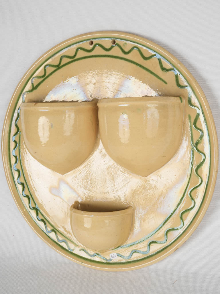 Ochre patterned pottery cutlery strainer  