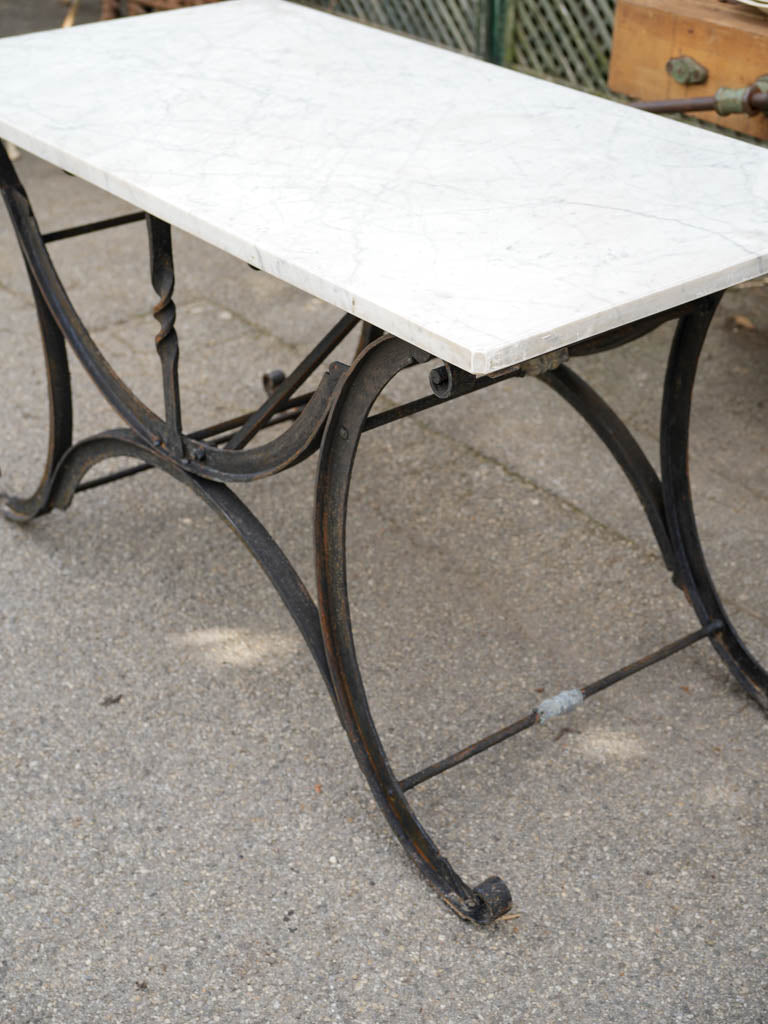 Beautiful Antique Wrought Iron and Marble Butcher’s Table  - 30¼" x 52¾"