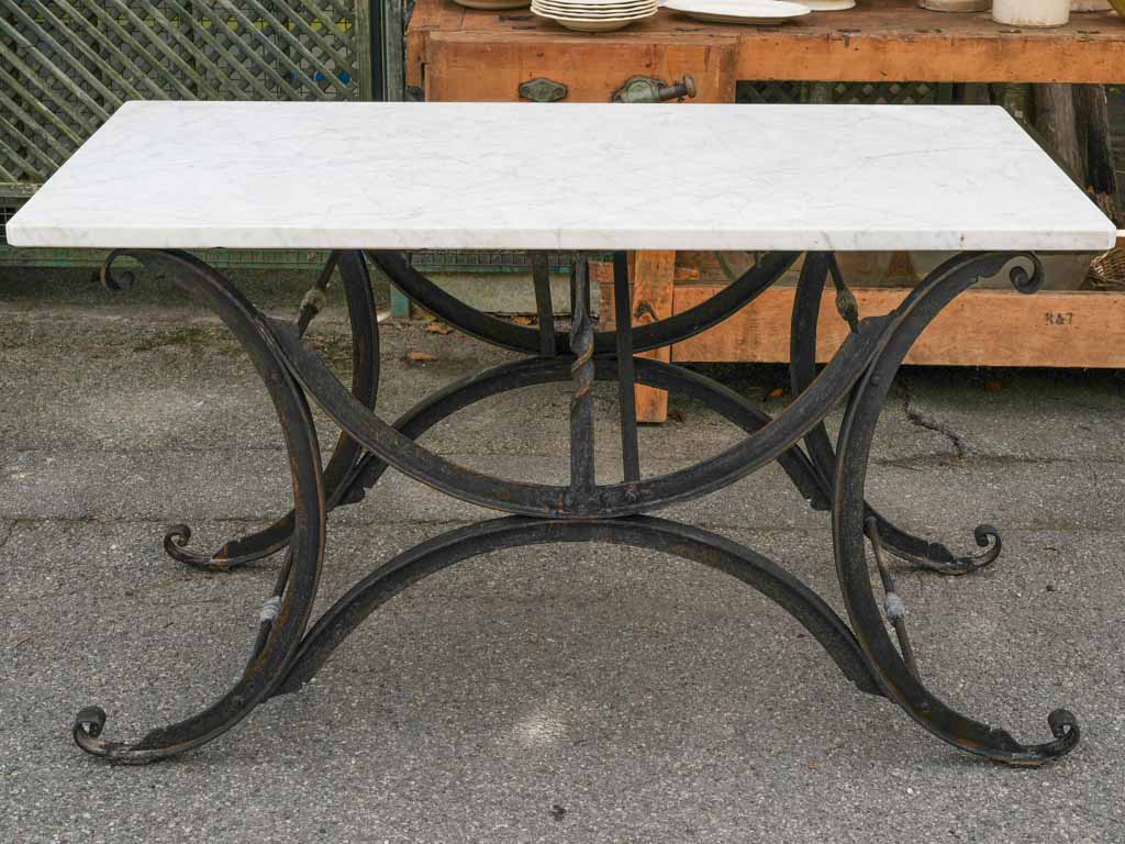 Beautiful Antique Wrought Iron and Marble Butcher’s Table  - 30¼" x 52¾"