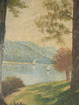 Small 1940s painting  of Lake Chanteloube - French Alps 12¼" x 8"