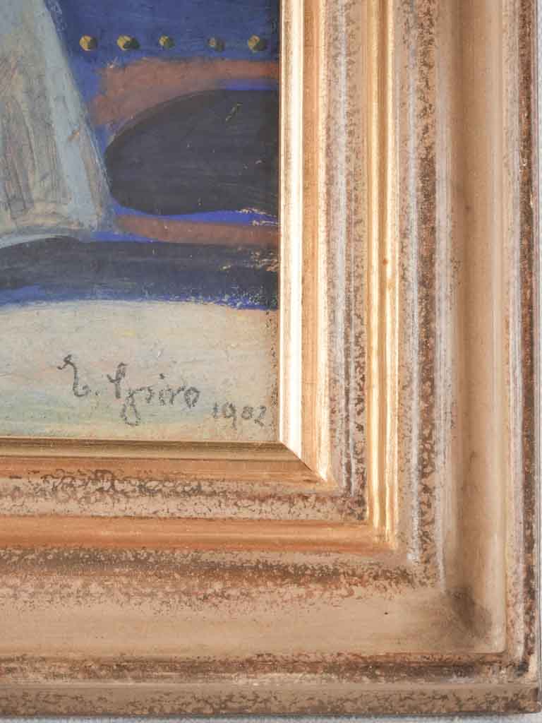 Preliminary painting - Portrait of a lady on a blue sofa - Eugen Spiro (1874-1972) 1902 - 16¼" x 13"
