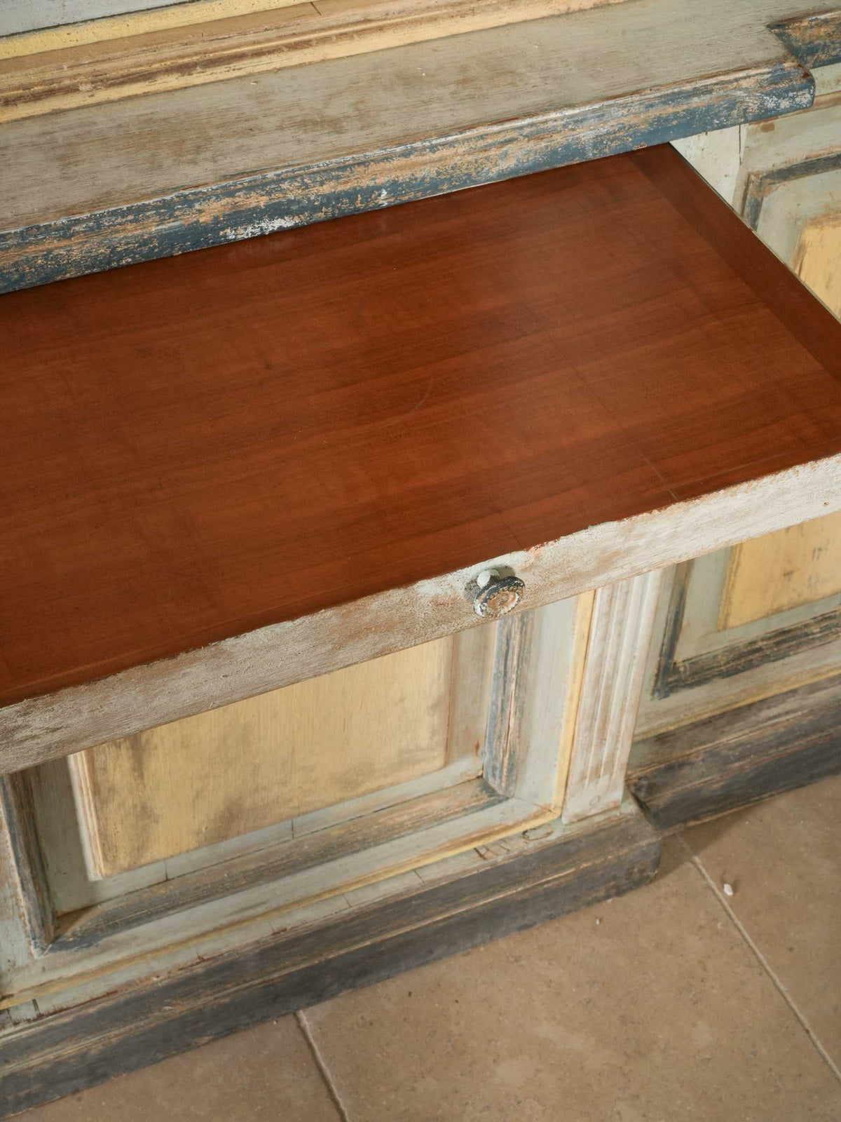 Large 1970s Provençal-Style Display Cabinet w/ Aged Polychrome Finish - 85" x 72½"