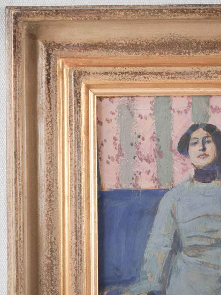 Preliminary painting - Portrait of a lady on a blue sofa - Eugen Spiro (1874-1972) 1902 - 16¼" x 13"