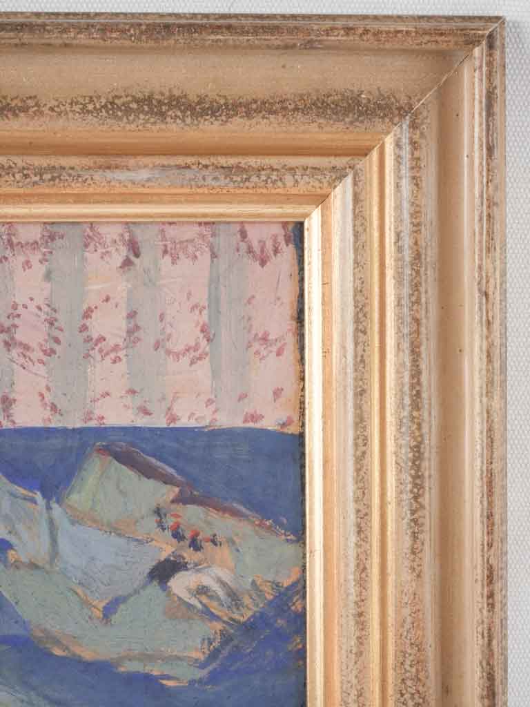Preliminary painting - Portrait of a lady on a blue sofa - Eugen Spiro (1874-1972) 1902 - 16¼" x 13"