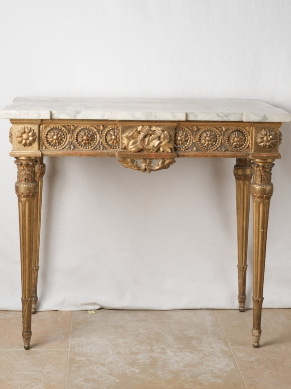 Louis XVI stunning gilded console table w/ marble top 35½"