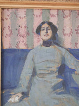Preliminary painting - Portrait of a lady on a blue sofa - Eugen Spiro (1874-1972) 1902 - 16¼" x 13"