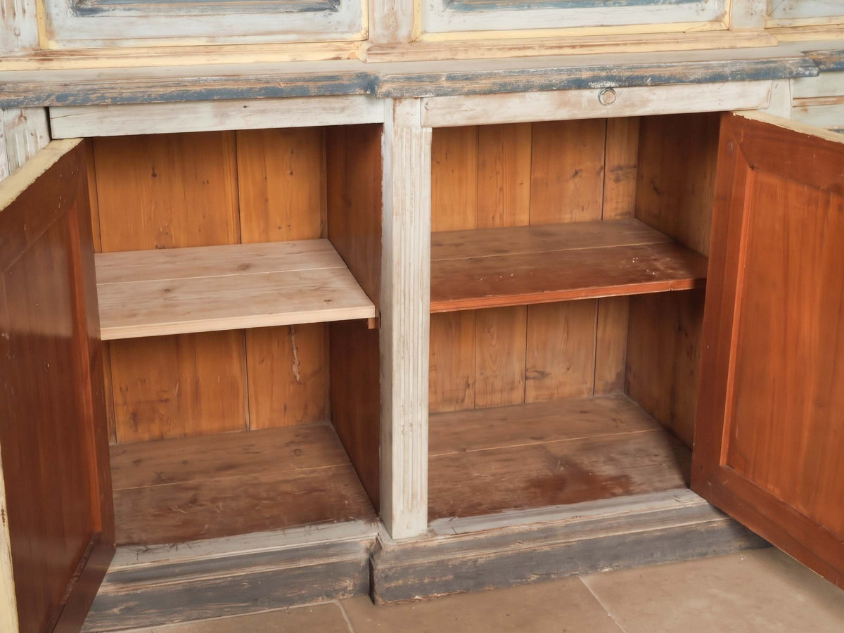 Large 1970s Provençal-Style Display Cabinet w/ Aged Polychrome Finish - 85" x 72½"
