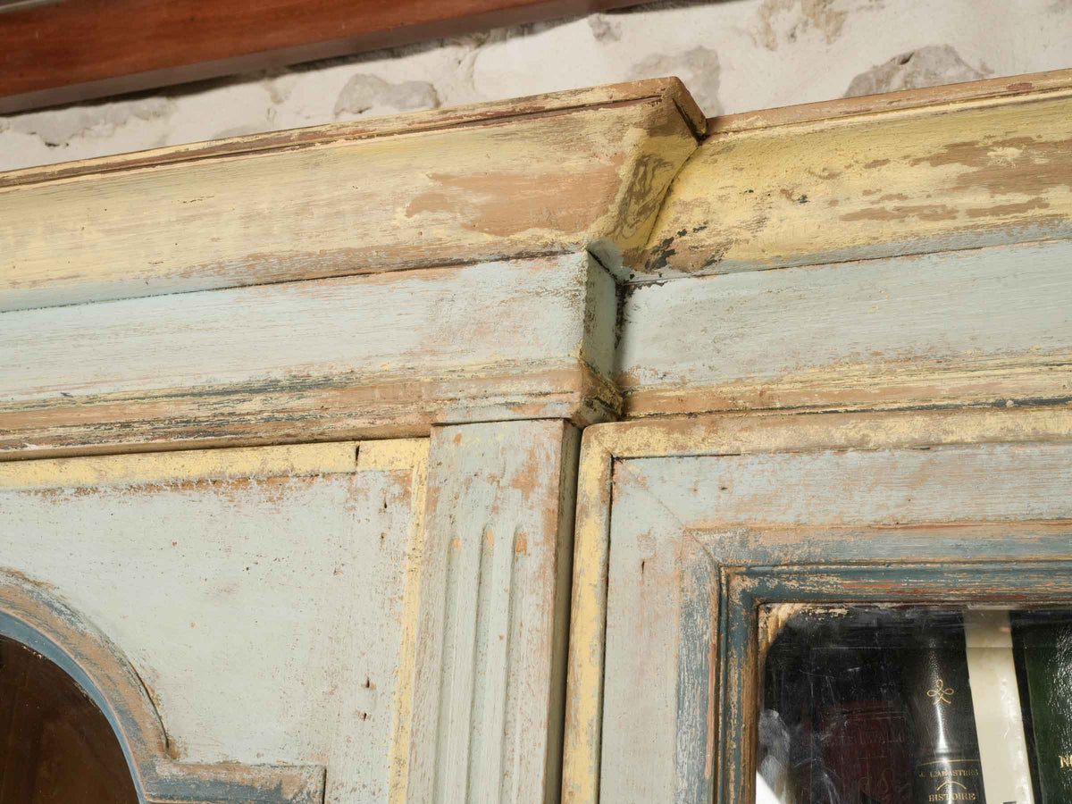 Large 1970s Provençal-Style Display Cabinet w/ Aged Polychrome Finish - 85" x 72½"