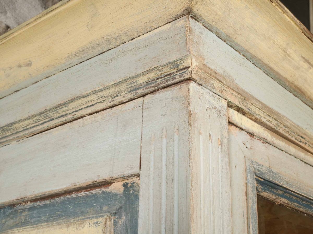 Large 1970s Provençal-Style Display Cabinet w/ Aged Polychrome Finish - 85" x 72½"