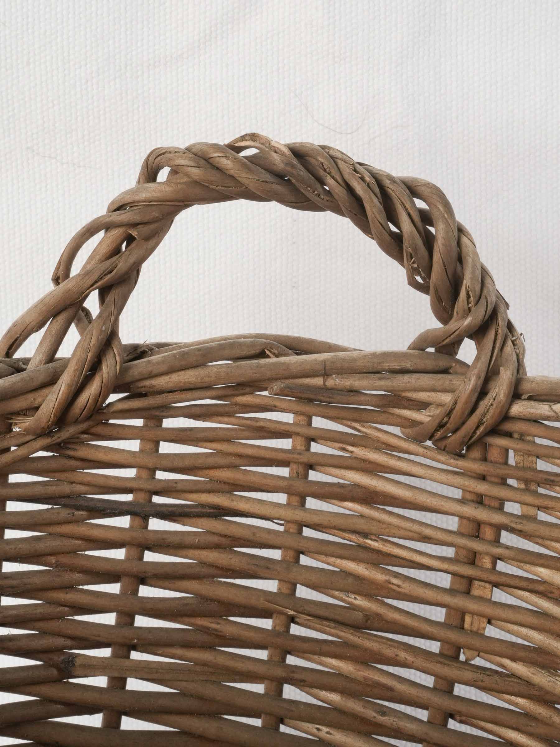 Petite Handwoven French Wicker Basket with Twin Handles - 13¾" diam.