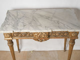 Gilded wood sculpted marble console