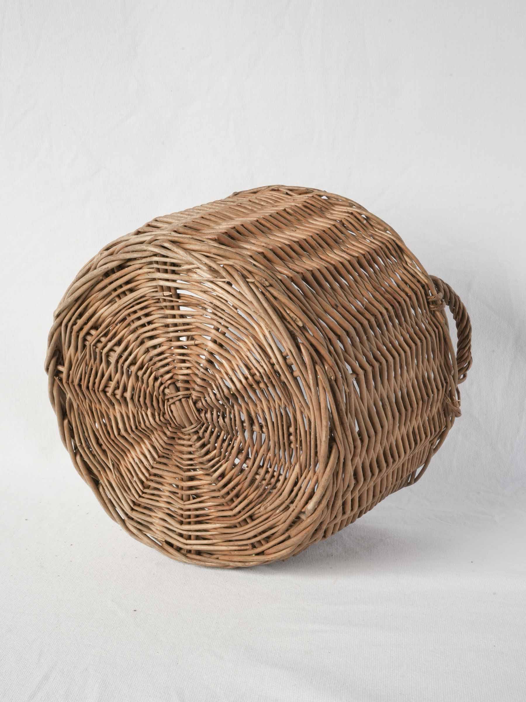 Petite Handwoven French Wicker Basket with Twin Handles - 13¾" diam.