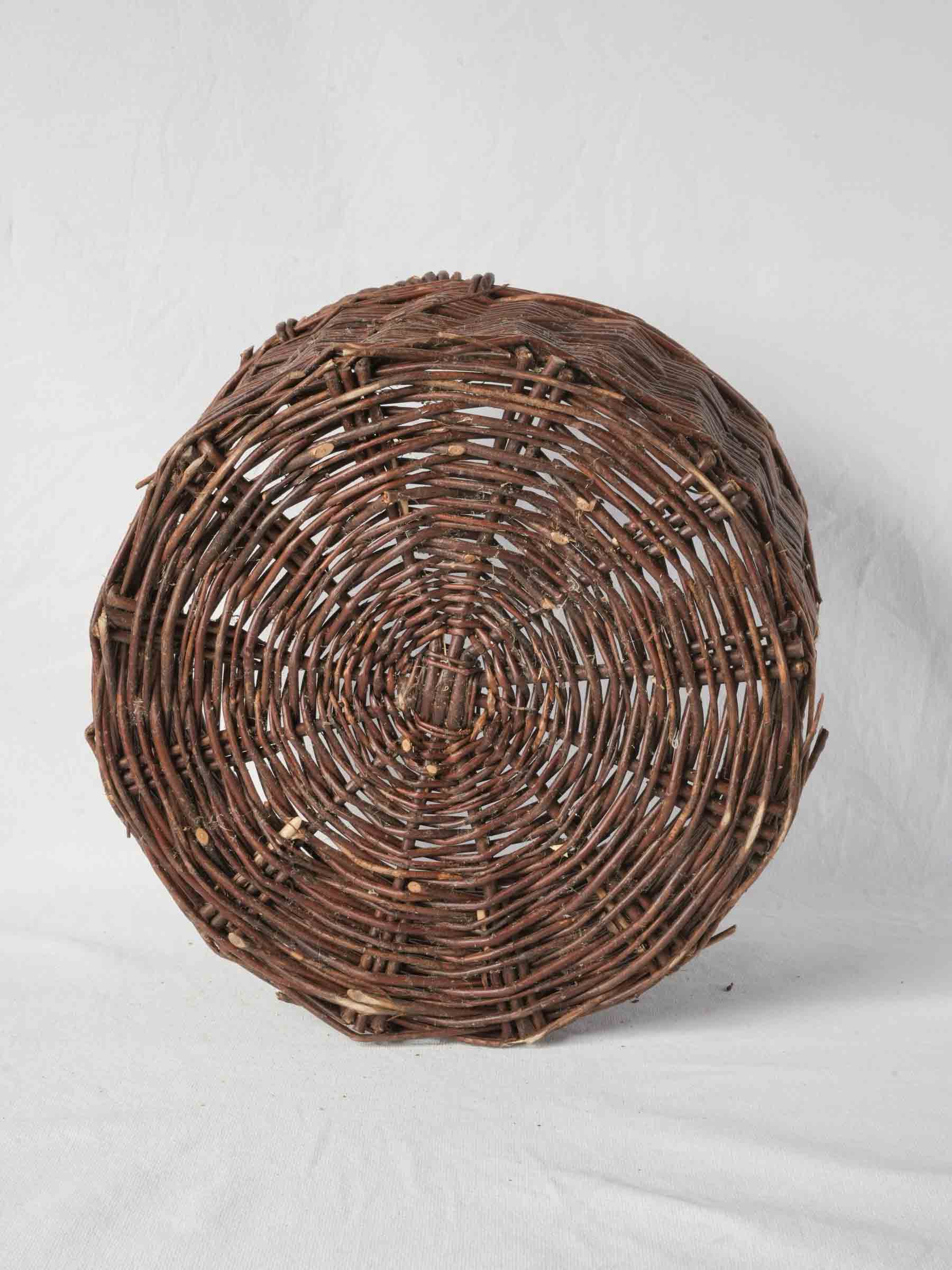 Small Handwoven French Wicker Basket with Twin Handles - 17¼" diam.
