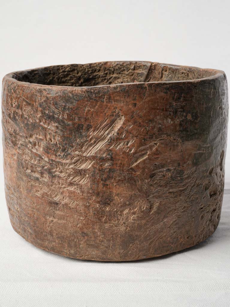 Antique rustic wooden cache pot  