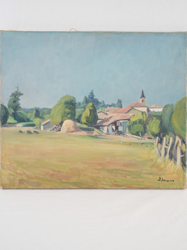 Vintage French pastoral landscape painting