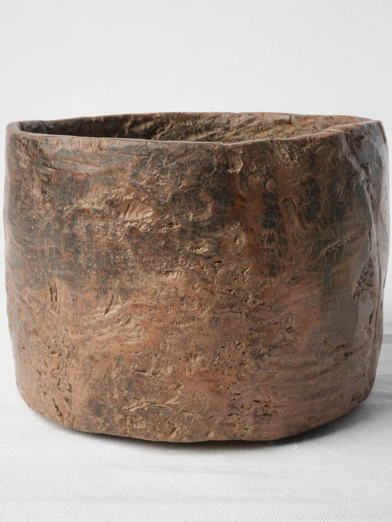 Rustic aged wooden cache pot  