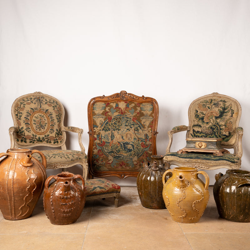 Vintage French maroon-brown glazed pottery vase