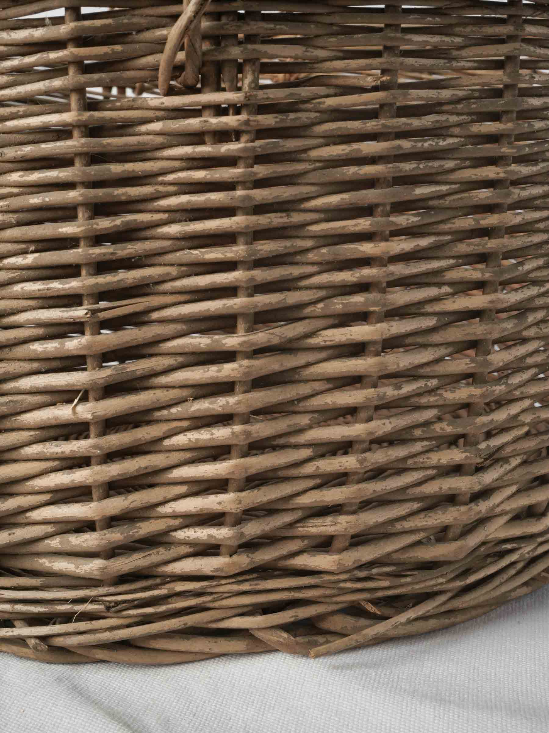 Vintage Handwoven French Wicker Basket with Twin Handles - 20" diam.