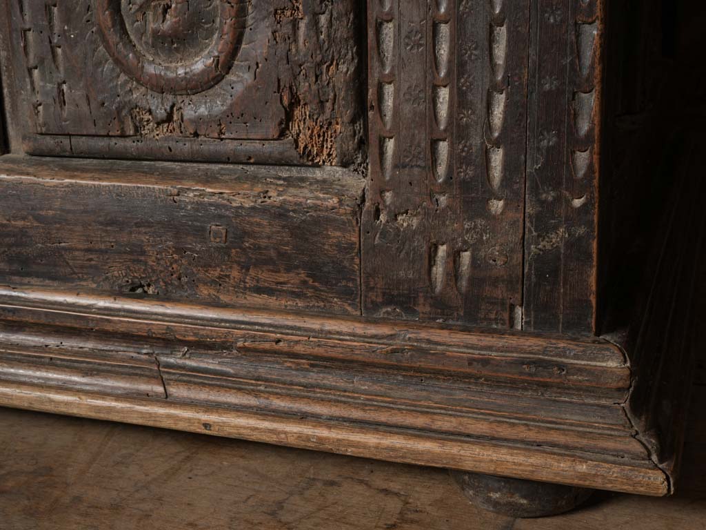 Rustic French Mountain Chest w/ Carved Folk Motifs c.1800 - 26" x 45"