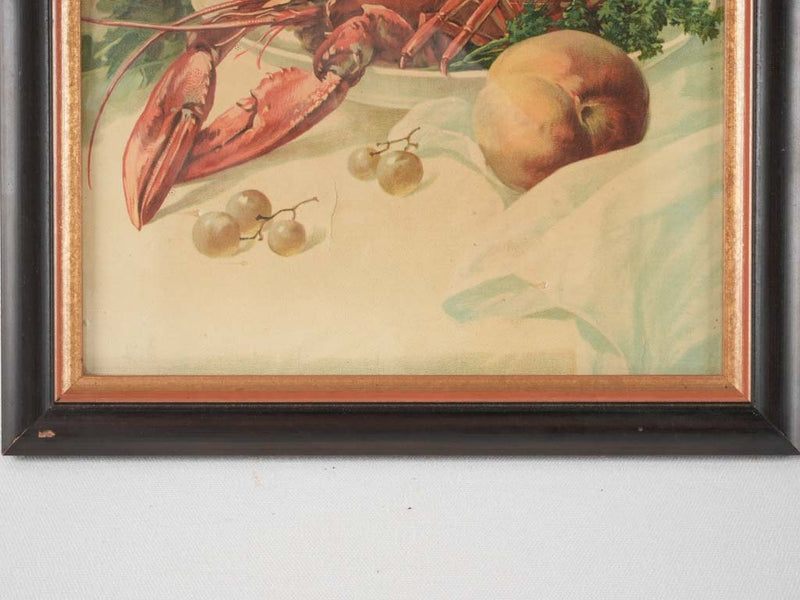 Pair of Still life Chromolithographs w/ lobster & tropical fruit 25¼" x 13¾"
