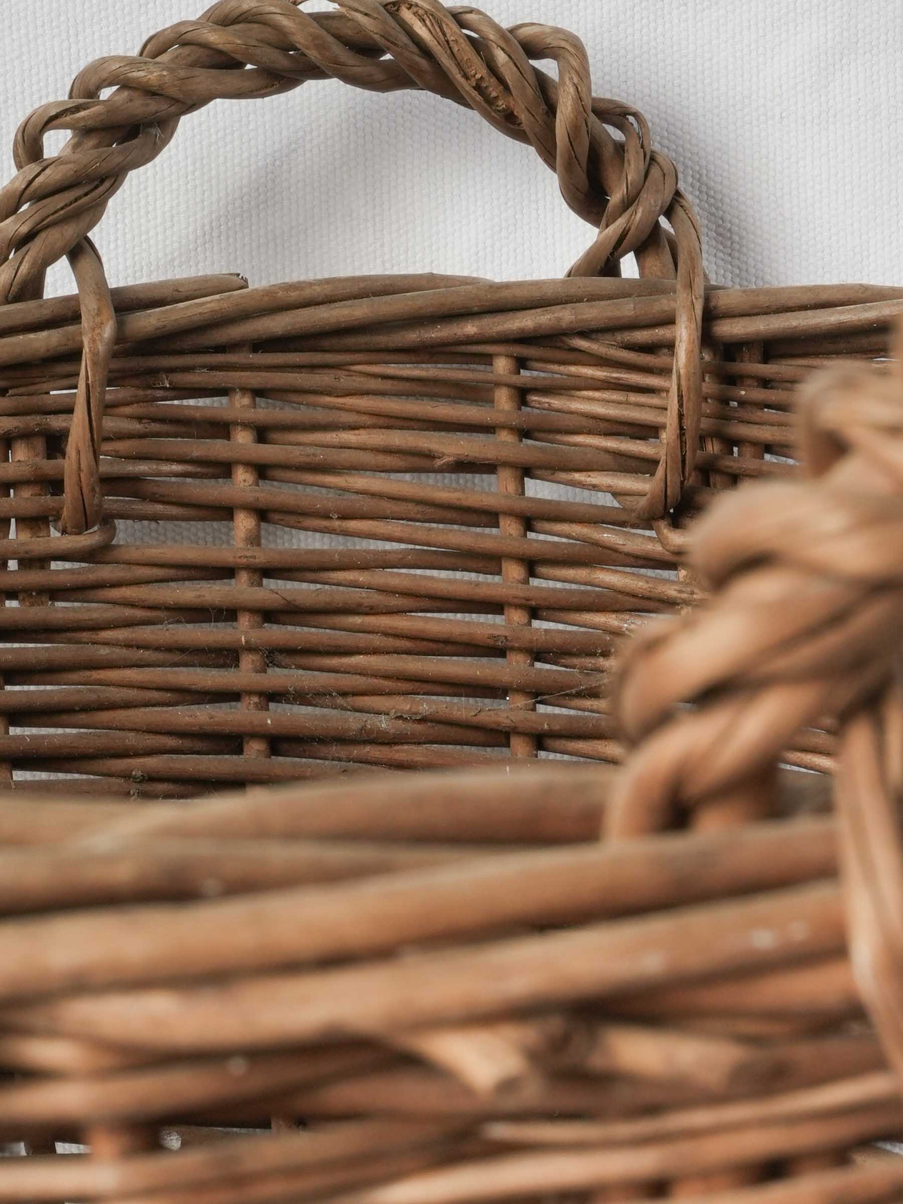 Vintage Handwoven French Wicker Basket with Twin Handles - 20" diam.