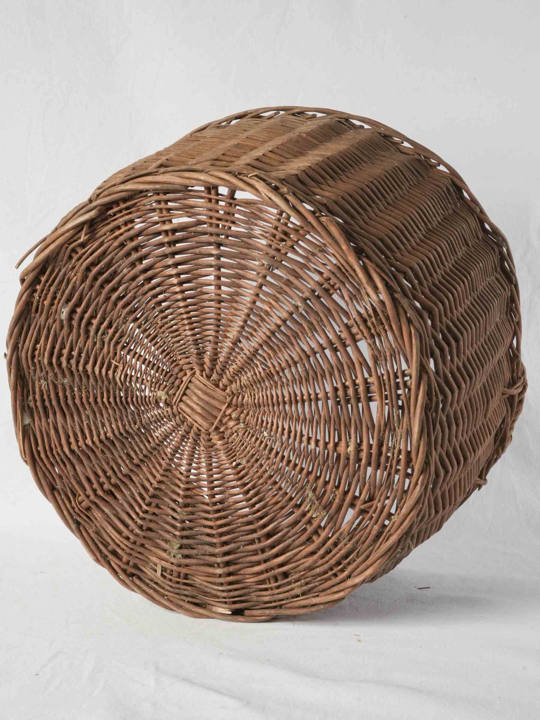 Vintage Handwoven French Wicker Basket with Twin Handles - 20" diam.