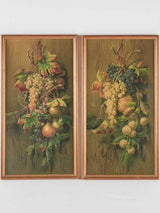 Pair of Still life Chromolithographs - hanging fruit bouquets 25¼" x 13½"