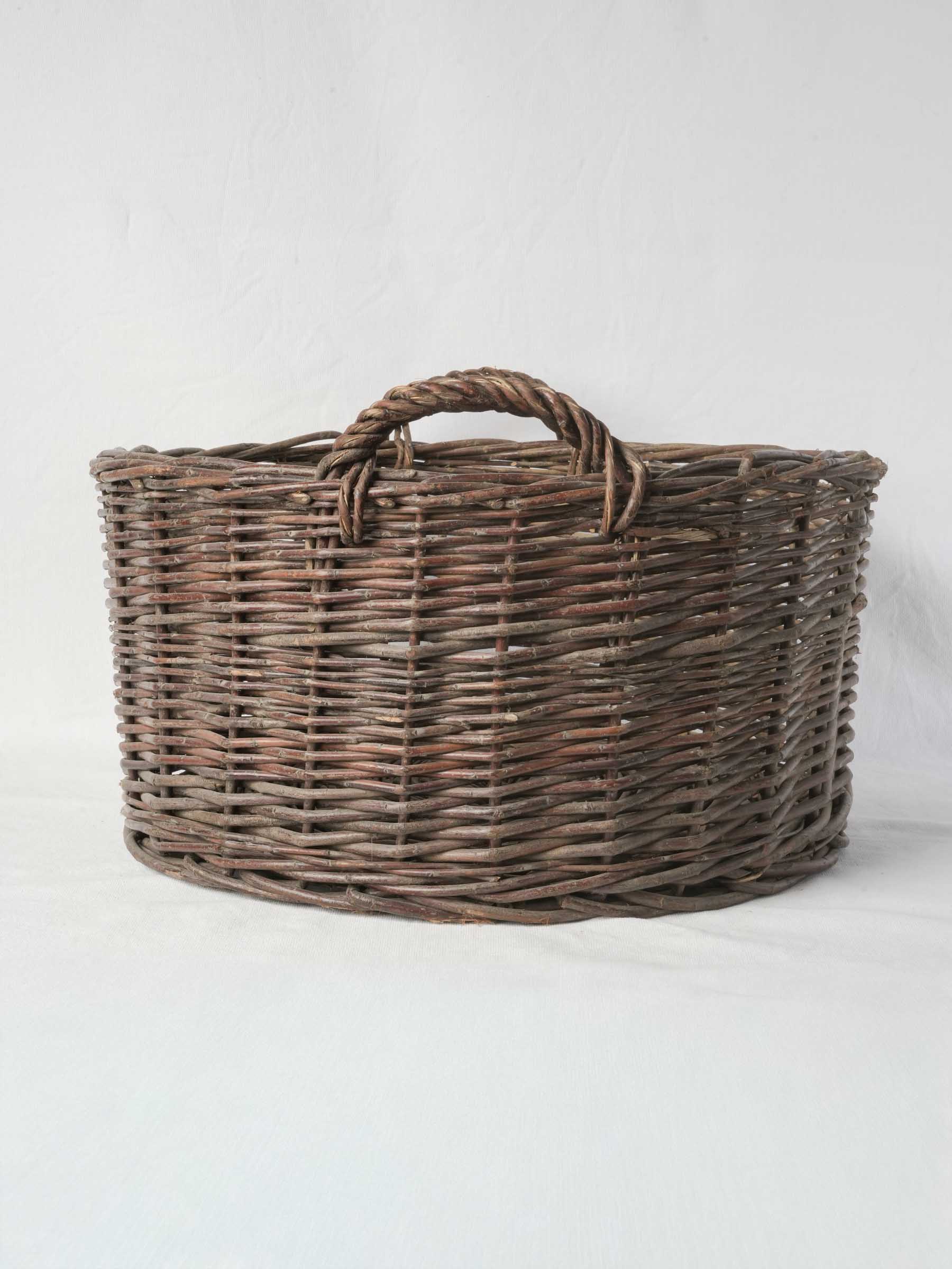 Large Handwoven French Wicker Basket with Twin Handles - 22" diam.