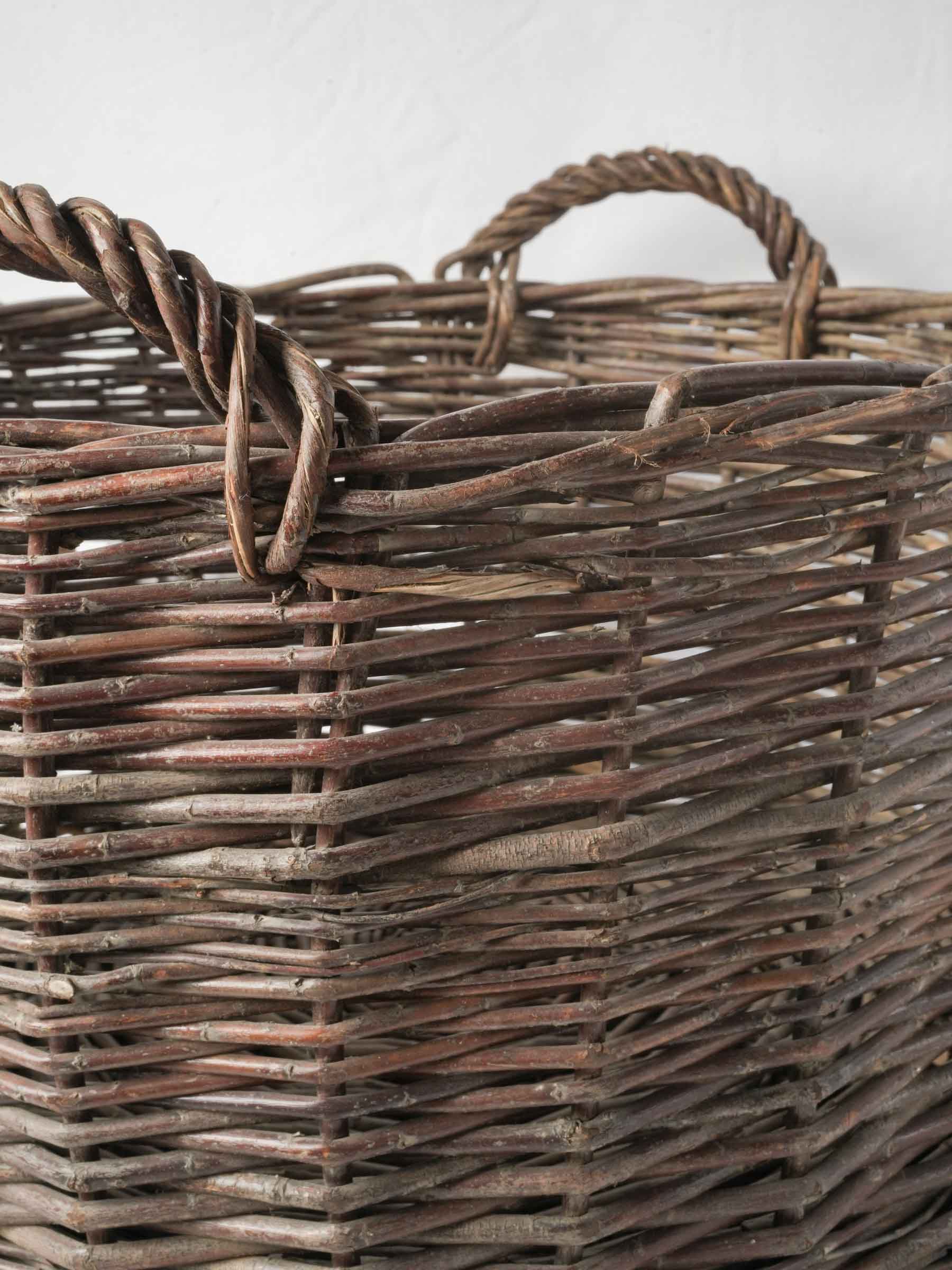 Large Handwoven French Wicker Basket with Twin Handles - 22" diam.