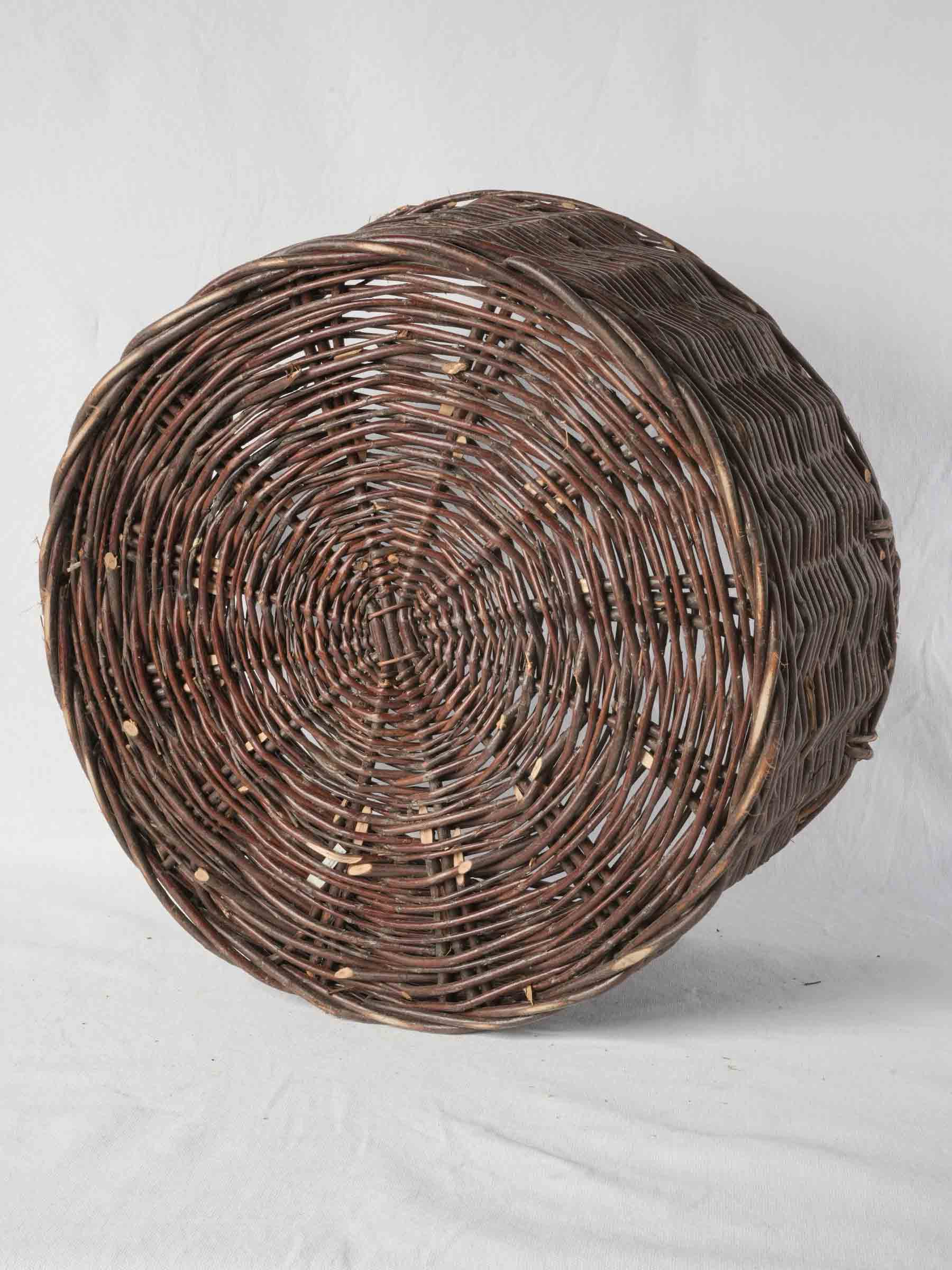 Large Handwoven French Wicker Basket with Twin Handles - 22" diam.
