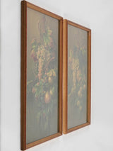 Pair of Still life Chromolithographs - hanging fruit bouquets 25¼" x 13½"