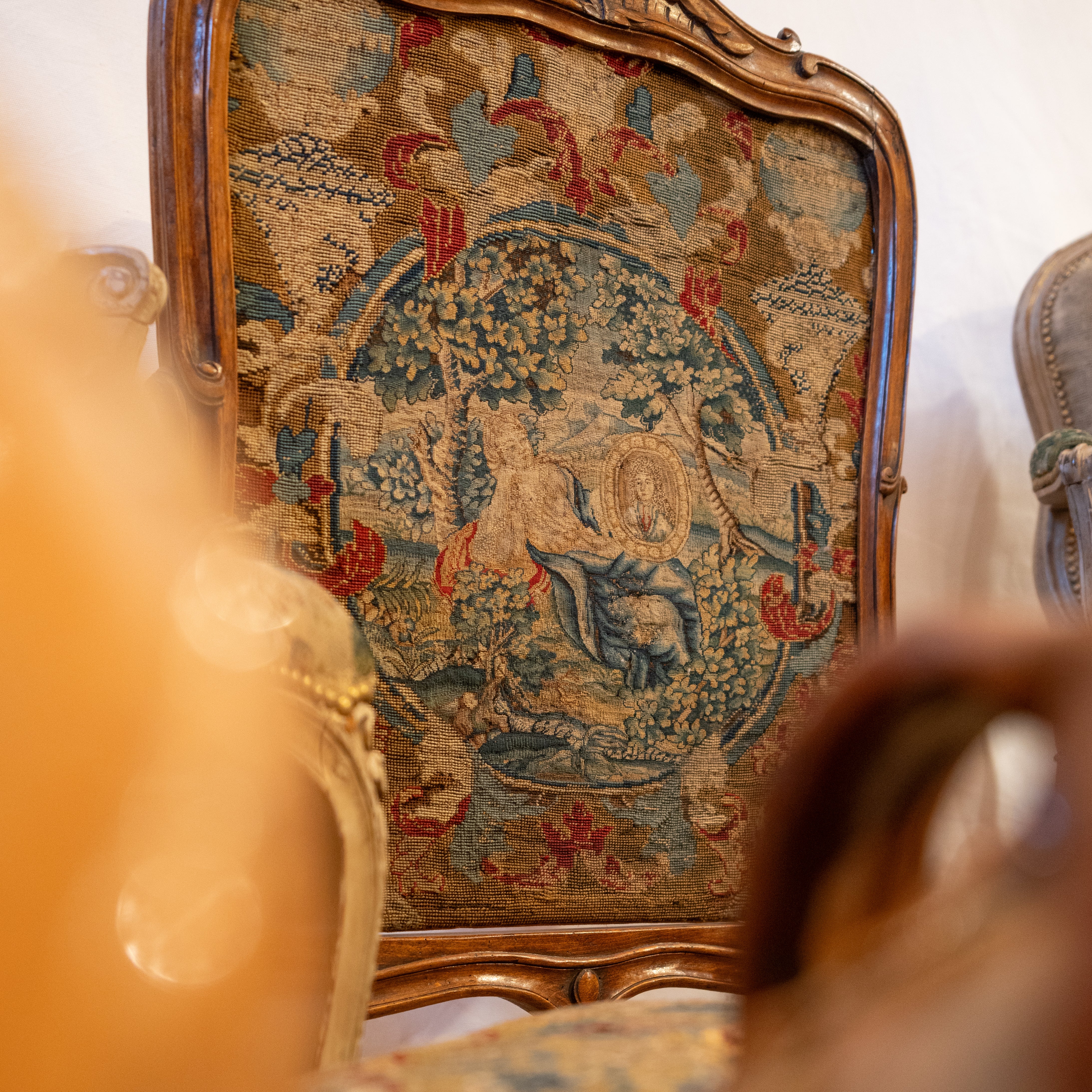Luxurious walnut Louis XIV screen