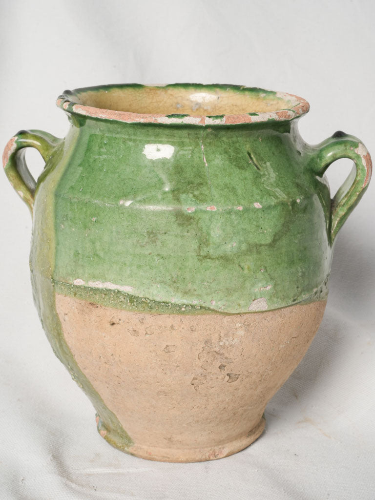 19th Century French Green Glazed Confit Pot - 9"