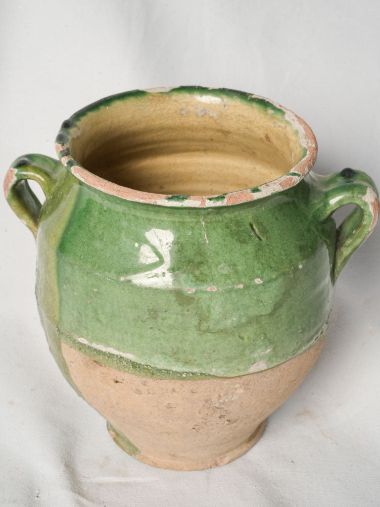 19th Century French Green Glazed Confit Pot - 9"