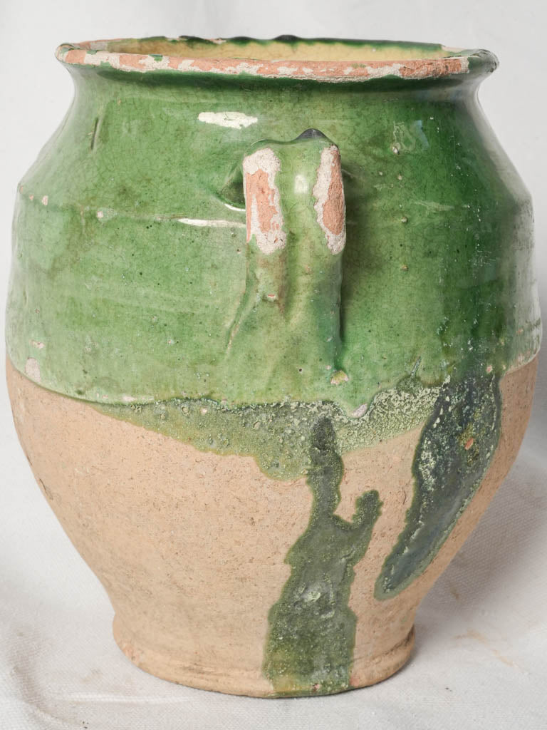 19th Century French Green Glazed Confit Pot - 9"