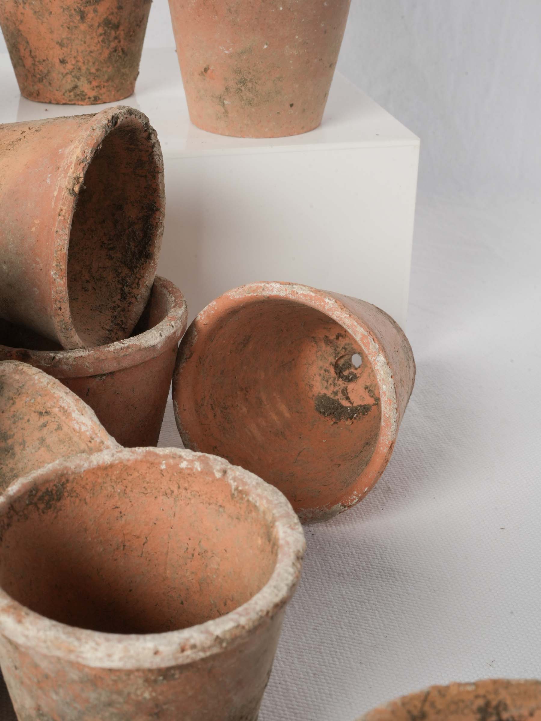 Set of 10 Petite Vintage French Terracotta Seedling Pots - 2¾" x 3¼"