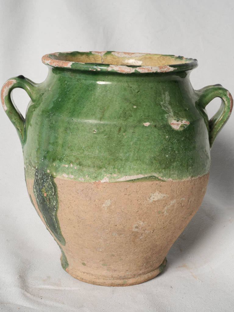 19th Century French Green Glazed Confit Pot - 9"