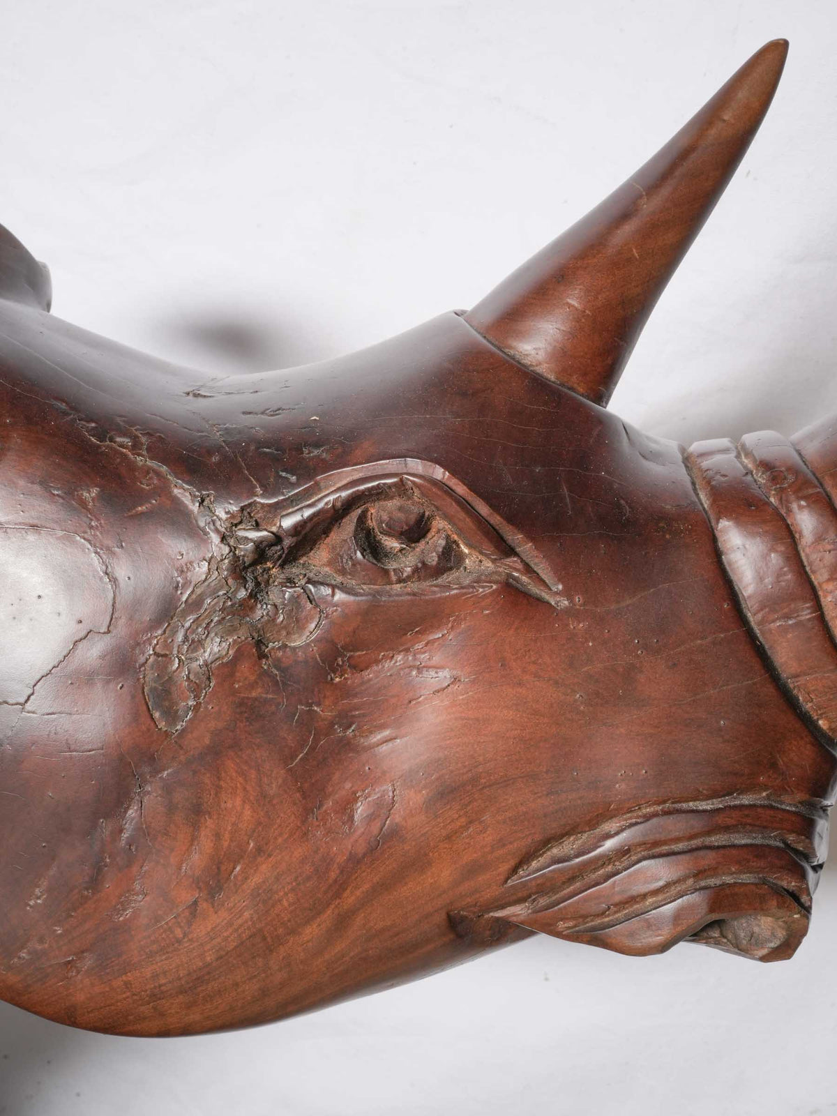Monumental Mid-Century Monoxylous Hand-Carved Hardwood Rhinoceros, c. 1960 - 41"  x 75½"