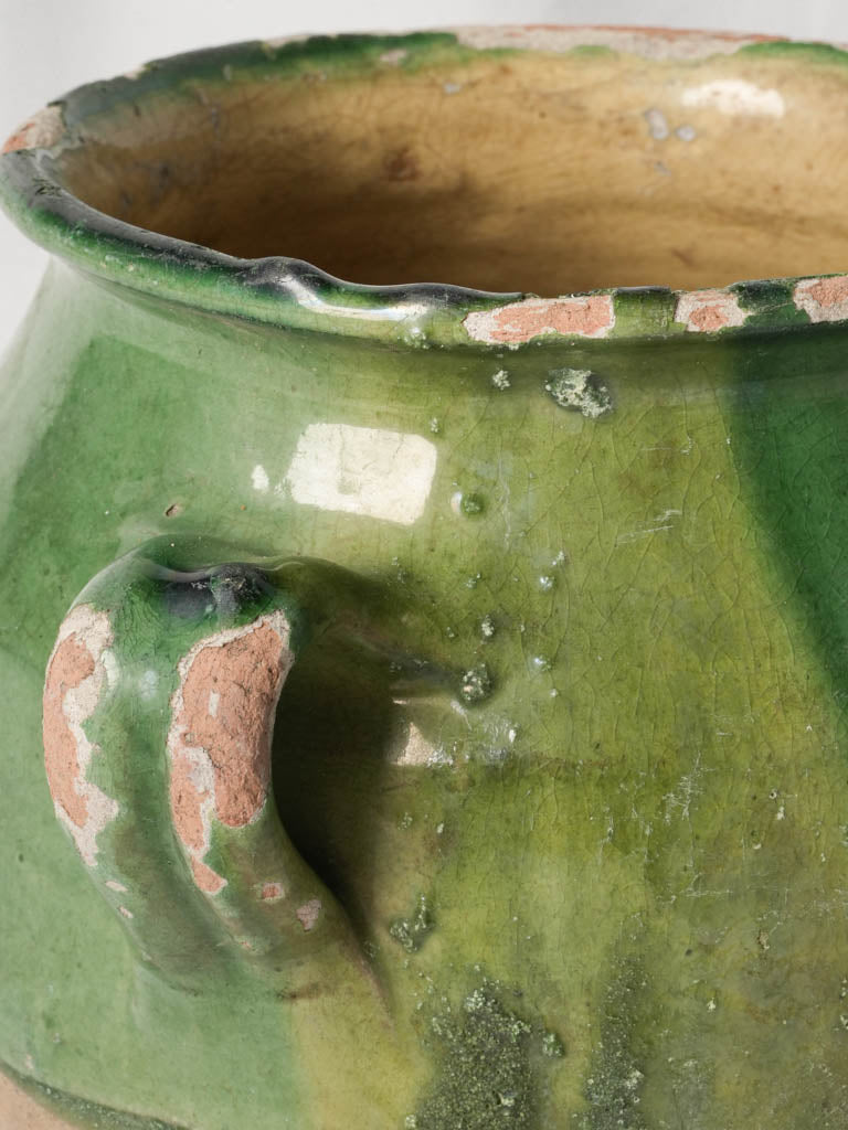 19th Century French Green Glazed Confit Pot - 9"