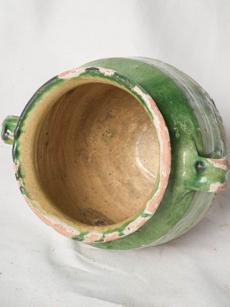 19th Century French Green Glazed Confit Pot - 9"
