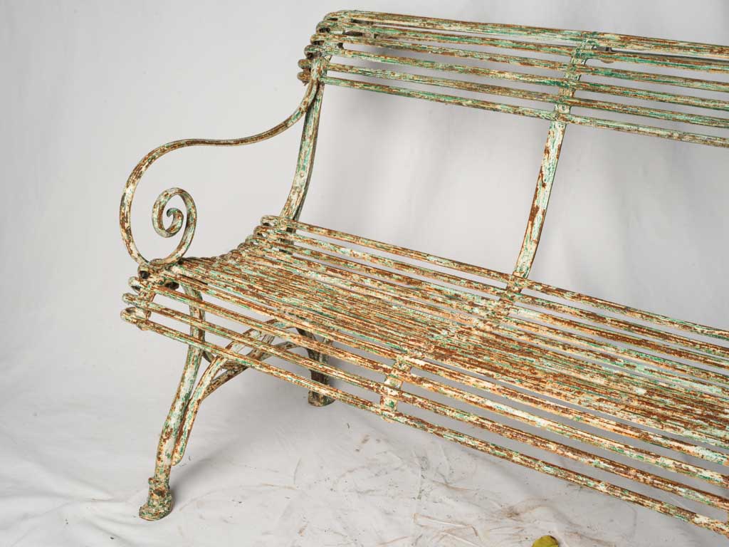 Antique French Iron Garden Bench from Arras w/ Hoof Feet - 64¼"