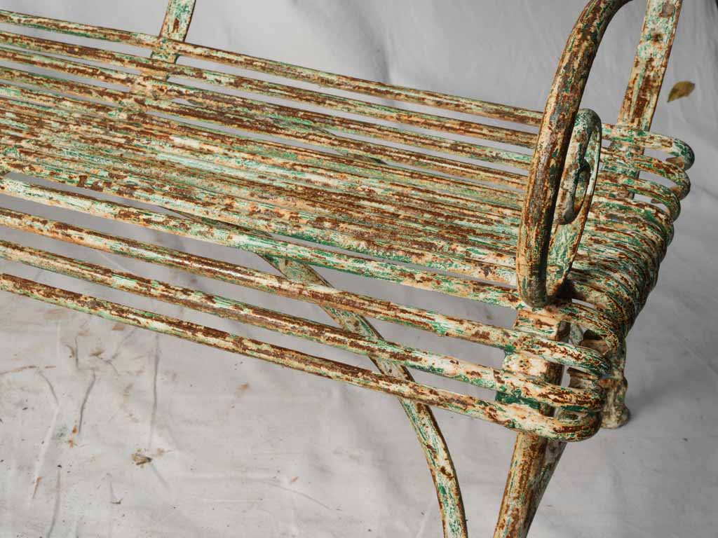Antique French Iron Garden Bench from Arras w/ Hoof Feet - 64¼"
