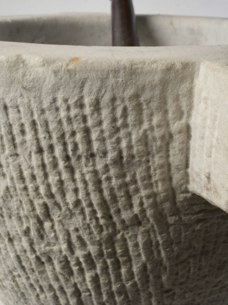 Very Large Antique Marble Mortar w/ Wooden Pestle - 14½" x 24¾"