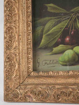 Still life chromolithograph - late summer fruit & wine - Giuseppe Falchetti (1843-1918) - 20" x 25¼"