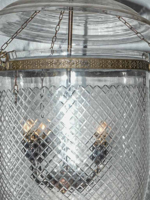1950s bell jar lantern w/ etched glass - 4-light 26¾"