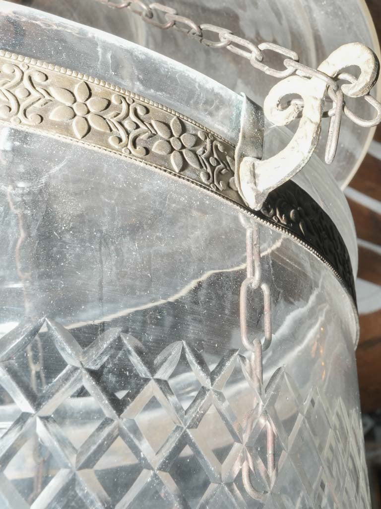 Etched-glass 1950s English bell jar light